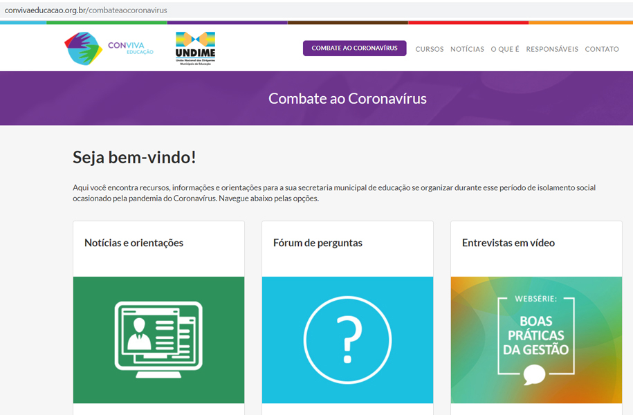 Conviva cria ambiente virtual com informações sobre coronavírus